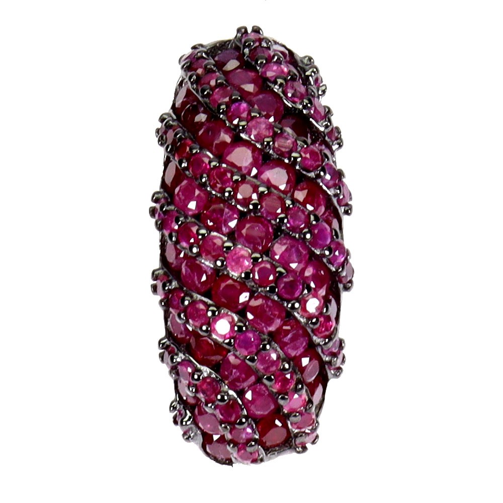 925 Sterling Silver Pendant Ruby Myanmar Round Diamond Cut Gemstone Jewelry