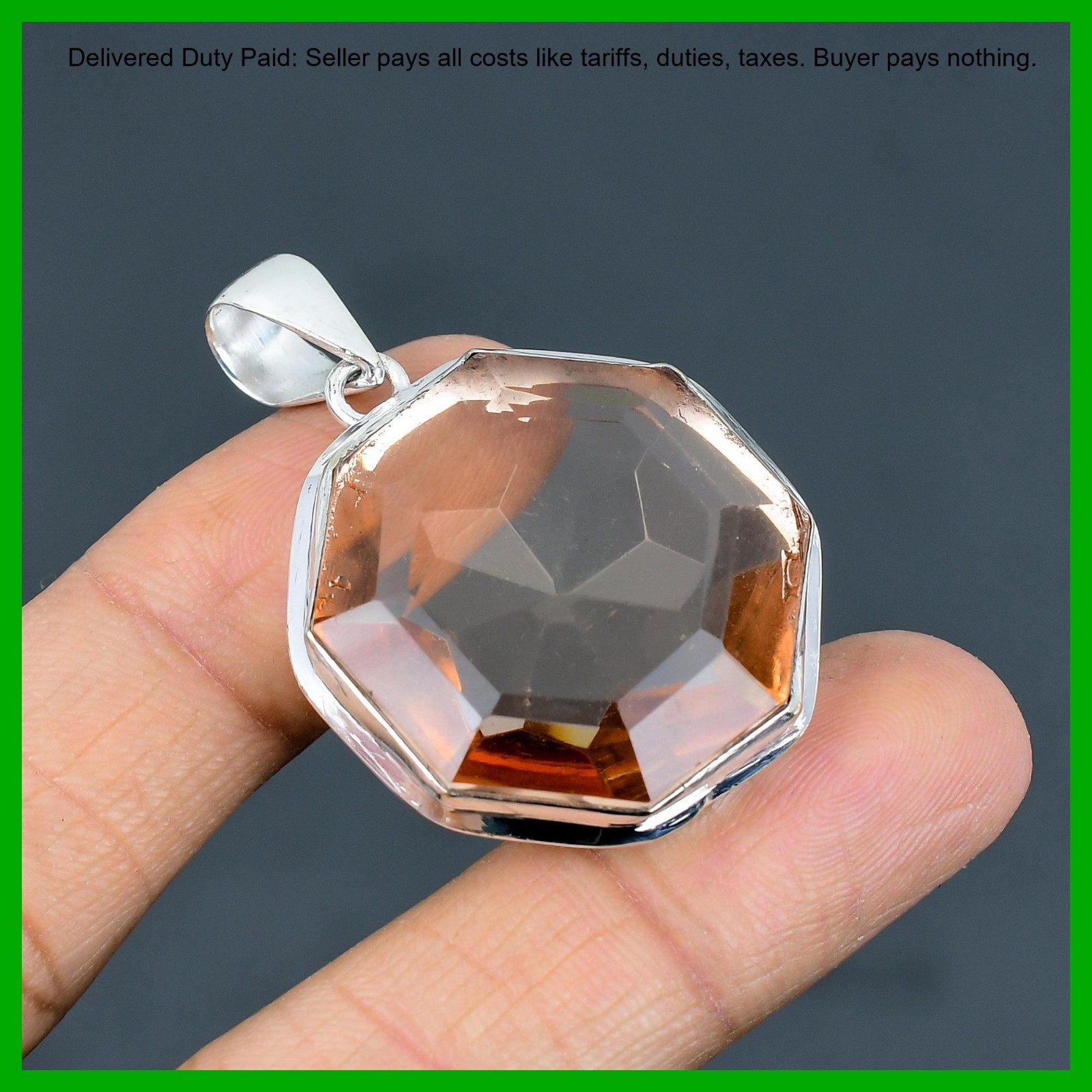 Sterling Silver Morganite Gemstone Sister Handcrafted Bezel Engagement Pendant