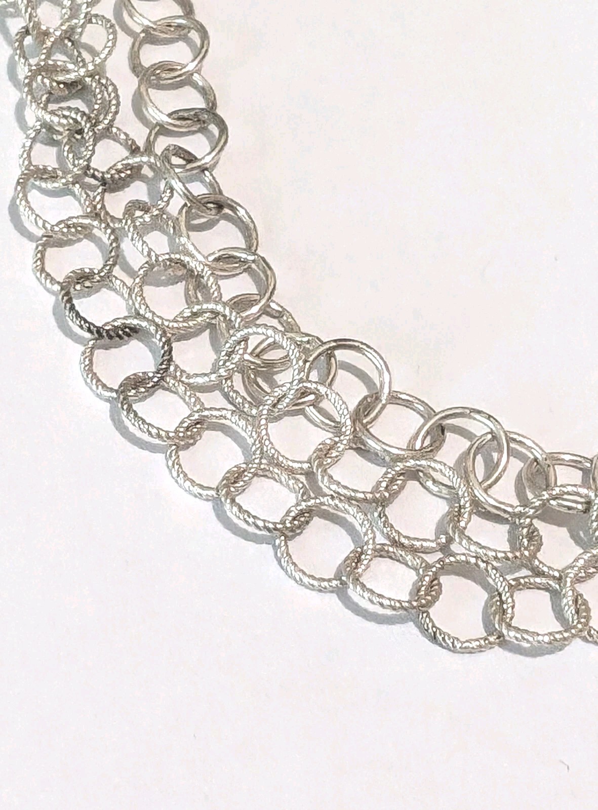 Germany Sterling Silver Triple Strand Round Link 16.5″ Necklace Signed 24 Grams