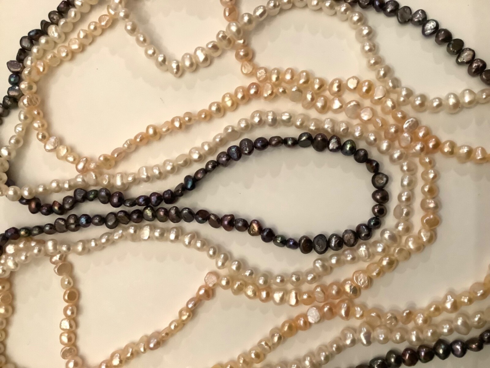 Ross-Simons 3 Single 32 in Fresh Water Black Pink White Pearl Necklaces with Box