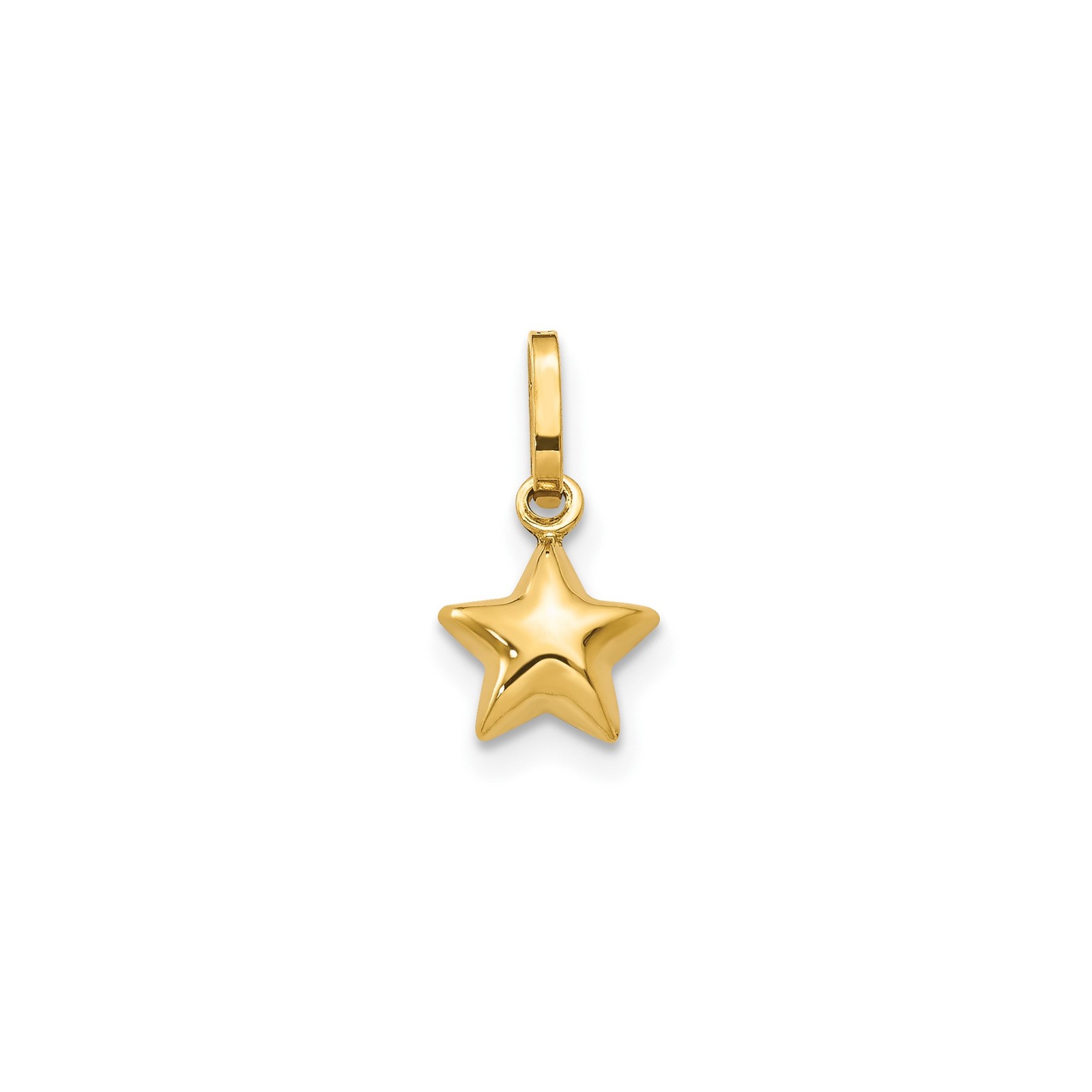 14k Yellow Gold Star Pendant Charm Polished 13mm Celestial Minimalist