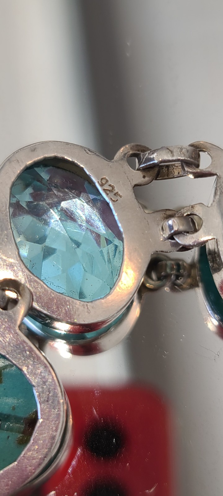 Stunning Sterling Silver Turquoise and Blue Topaz Adjustable Bracelet