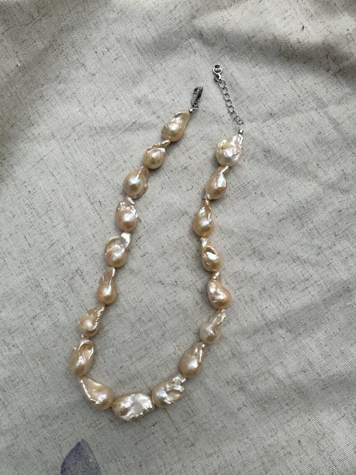 Genuine Natural Pink Freshwater Baroque Pearl Necklace 17-18.5” Gift Box New