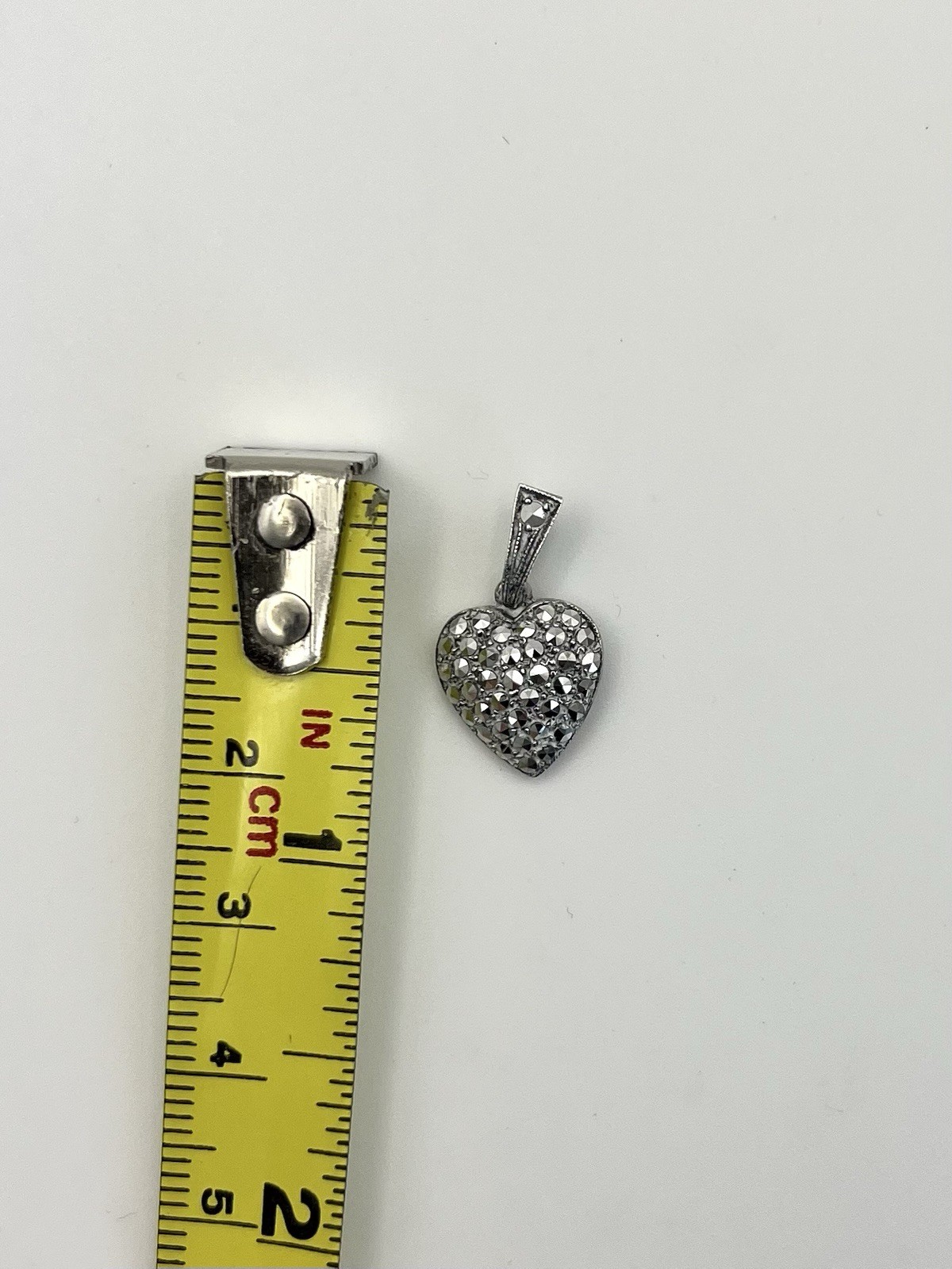 Sterling Silver 925 Heart-Shaped Pendant with Marcasite, German made