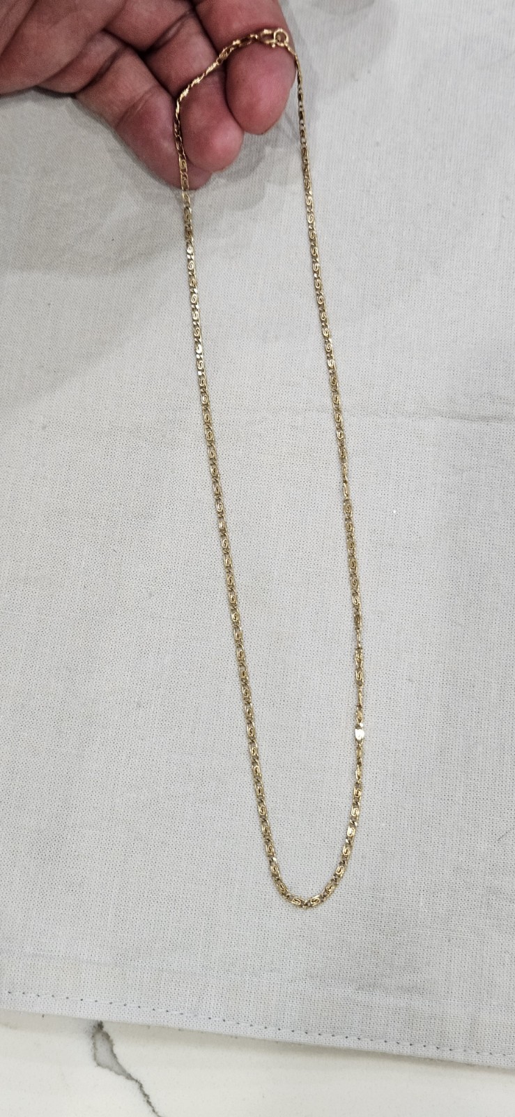 Vintage 14k Gold Snail Or Scroll Flat Chain Necklace Classic 18″ Long 3.94 Grams
