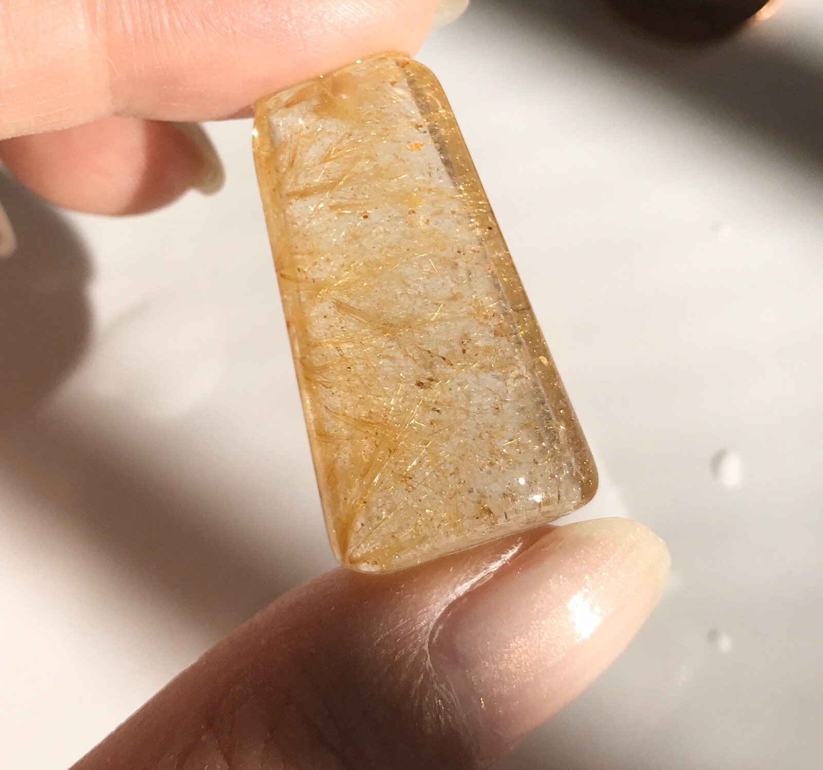 US SELLER Natural cushion Golden Rutilated Quartz Pendant Brazil Crystal 14