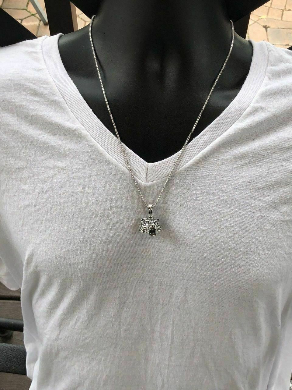 Solid 925 Sterling Silver 3D Tiger Cheetah Women’s Men’s Pendant