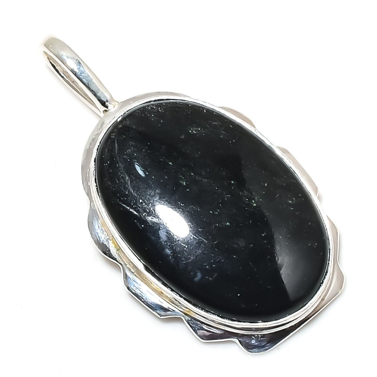 Black Tourmaline Gemstone Handmade 925 Sterling Silver Women Jewelry Pendant