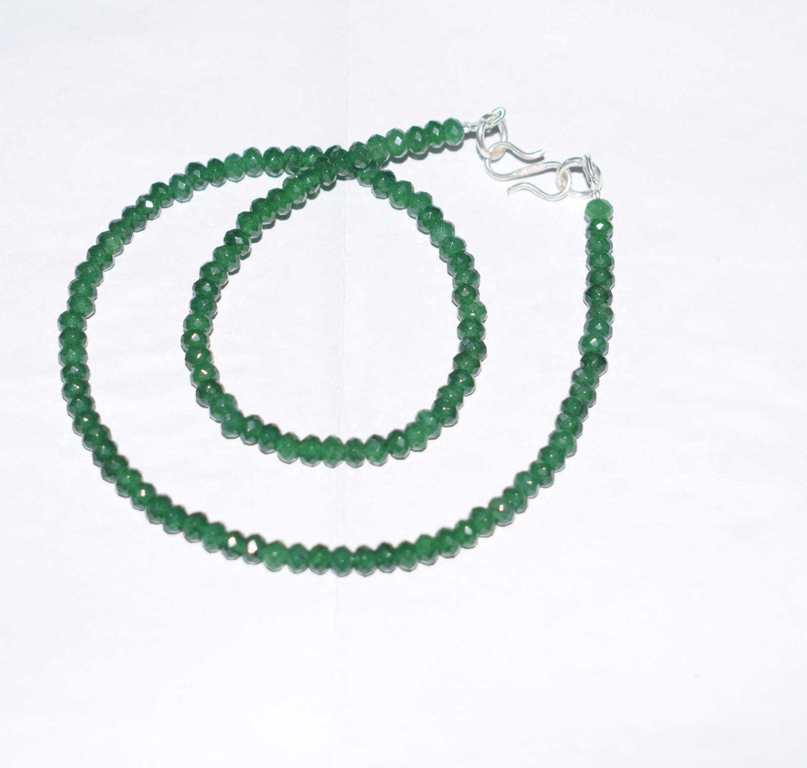 4 mm Faceted Beryl Dyed Beads Silver Necklace 20″ 925 Sterling Lab Gemstone