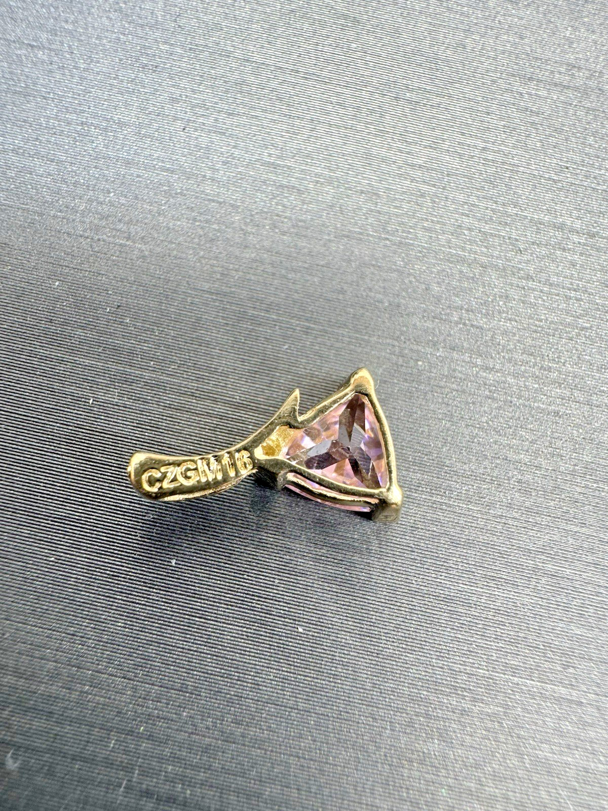 9ct Yellow Gold Pink Gemstone Trillion Cut Pendant