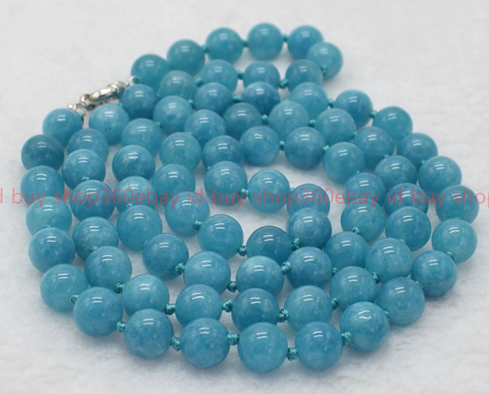 Natural Pretty 8/10/12mm Blue Aquamarine Round Gemstone Beaded Necklace 28-36in