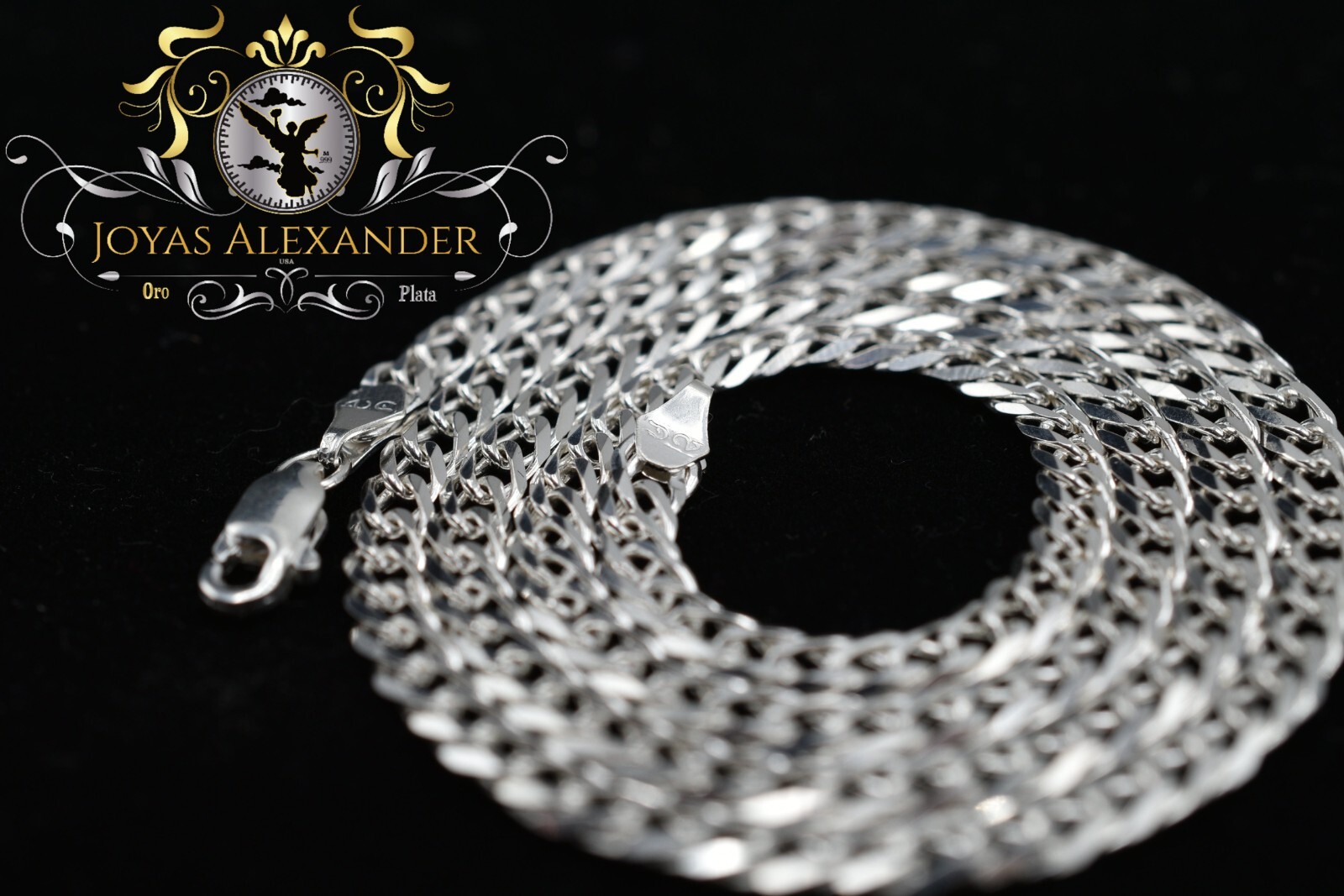 Rombo Chain Double Link Sterling Silver Chain Necklace Plata de Mexico