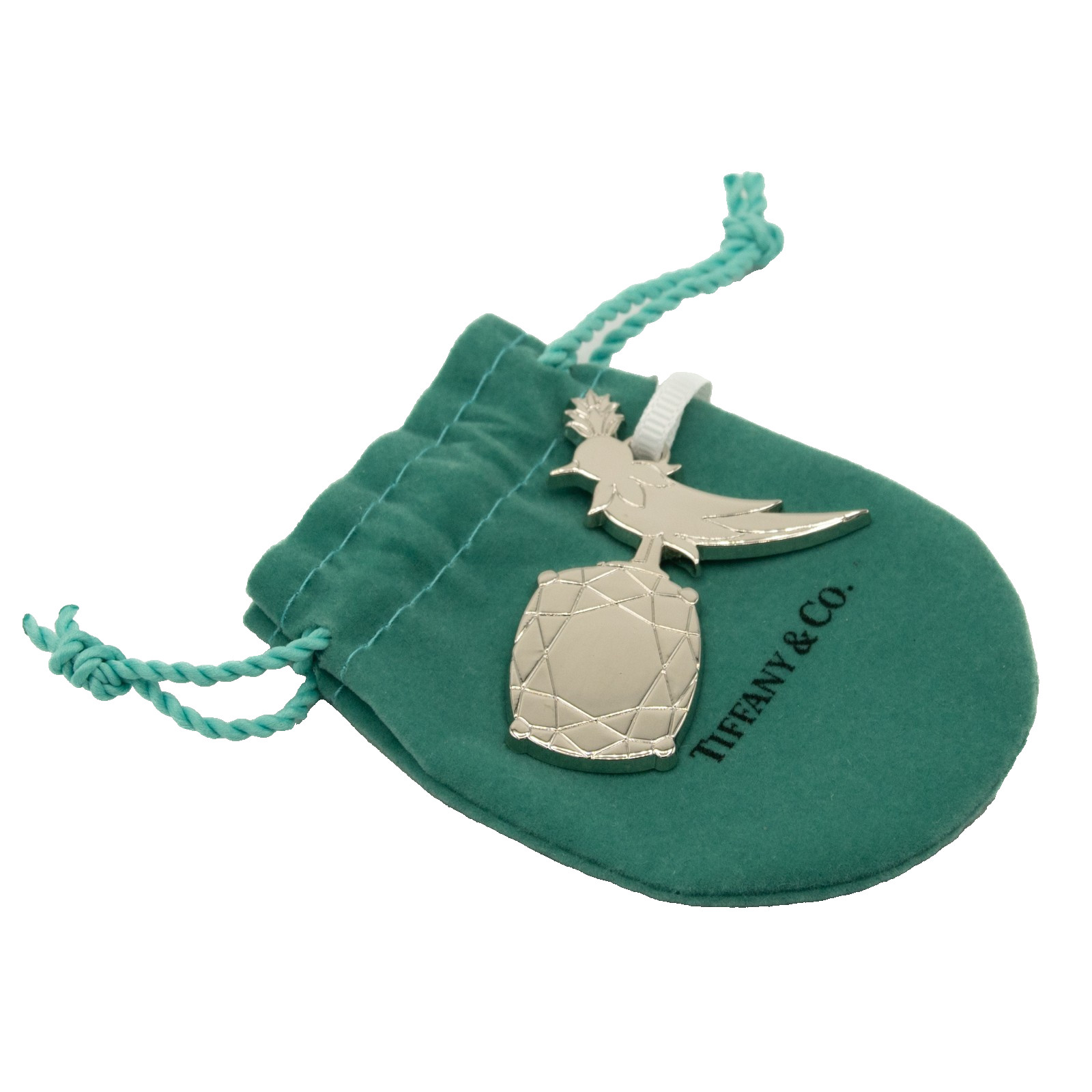 TIFFANY & Co Collectible 2024 Bird On A Rock Pendant Charm Ornament & Gift Pouch