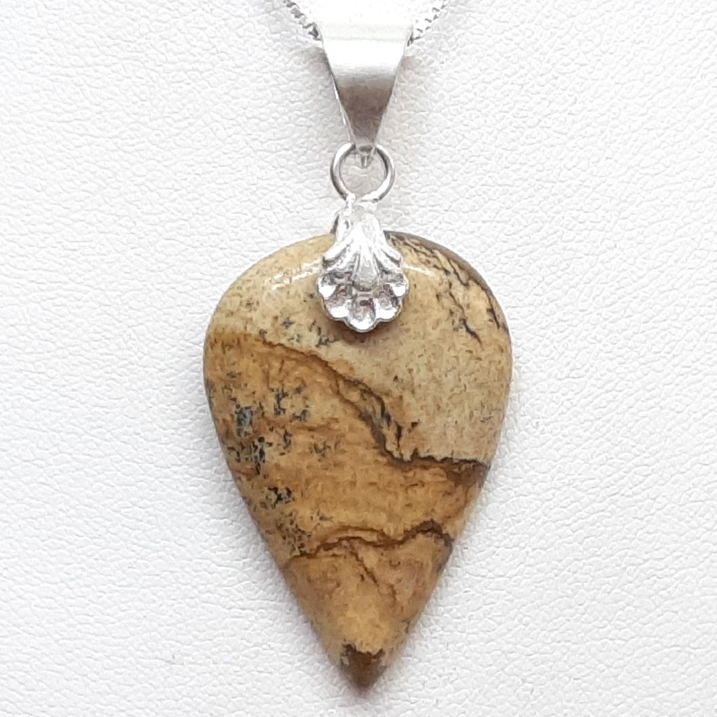 LARGE 20.00ctw Jasper 925 Sterling Silver Pendant 7.2g