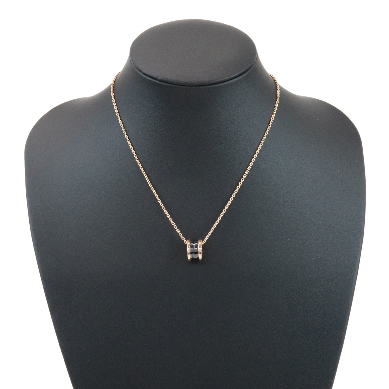 BVLGARI B-zero1 Necklace K18PG 750PG Rose Gold Black Ceramic Authentic Used F/S