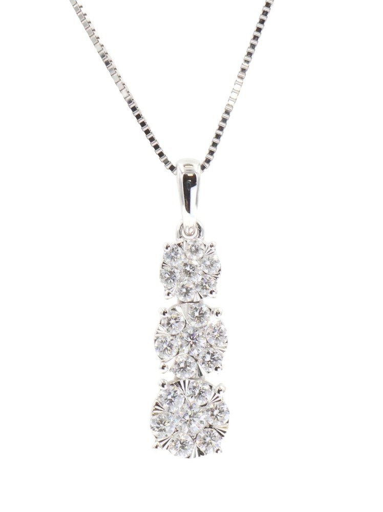 0.55 ctw Lab Grown Diamond Cluster Journey Pendant 18″ 14KT White Gold Necklace