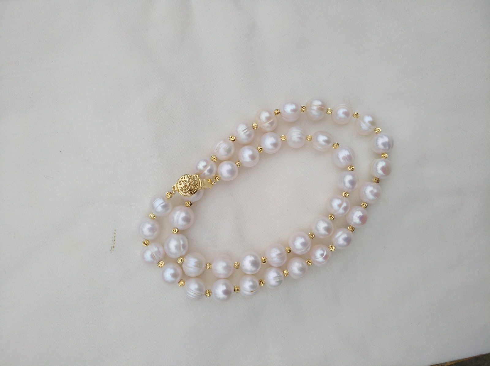 20 Inch Gorgeous Natural AAA 11-10mm South Sea White Pearl Necklace 14k Gold P