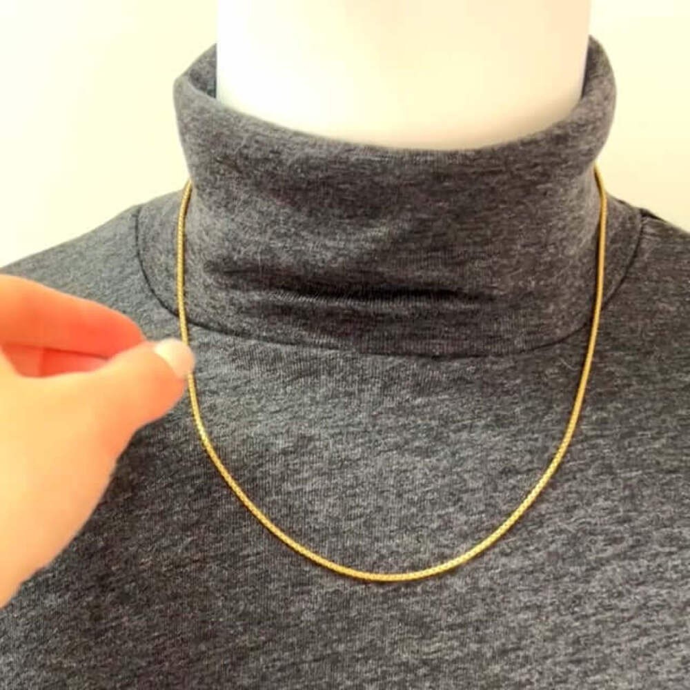 18K Yellow Gold Over Silver 1.7mm Solid Round Box Chain Necklace 16″-24″
