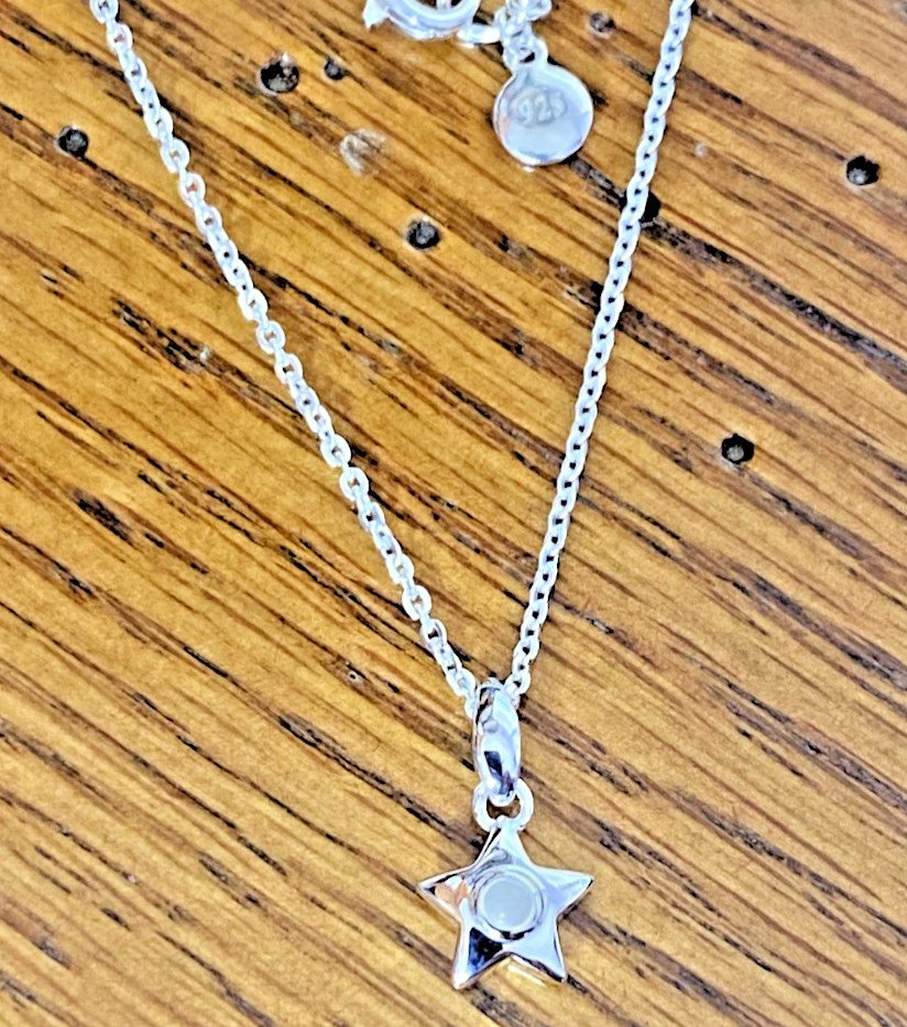 Kit Heath Sterling Silver June Birthstone Moonstone Star Necklace 16/18″ NWT