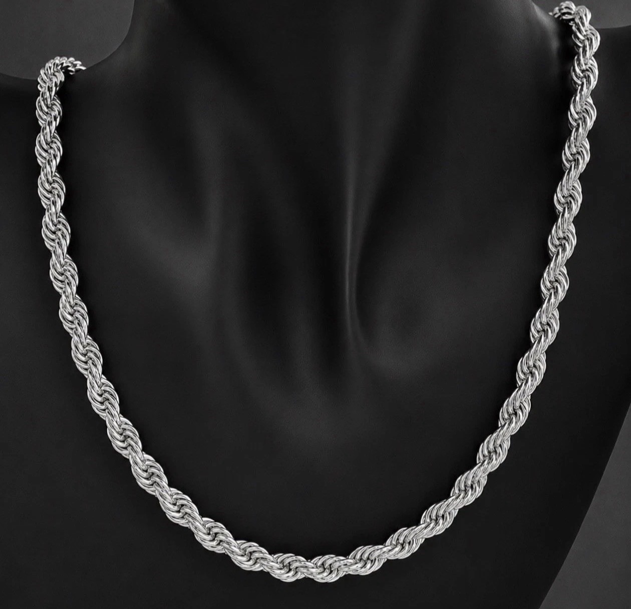 Marked 925 Sterling Silver Twisted Rope Chain Necklace Chain Heavy 8MM 26 Inch