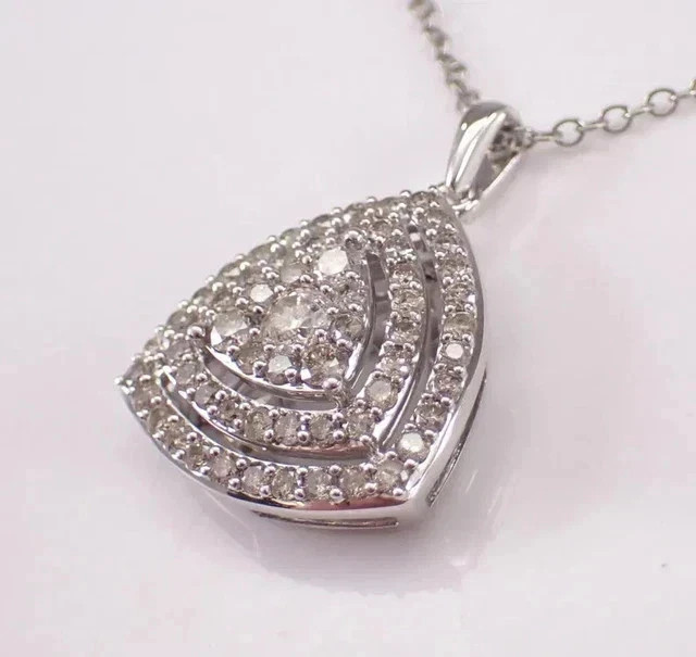 2Ct Round Cut Lab Created Diamond Triangle Charm Pendant 14K White Gold Plated