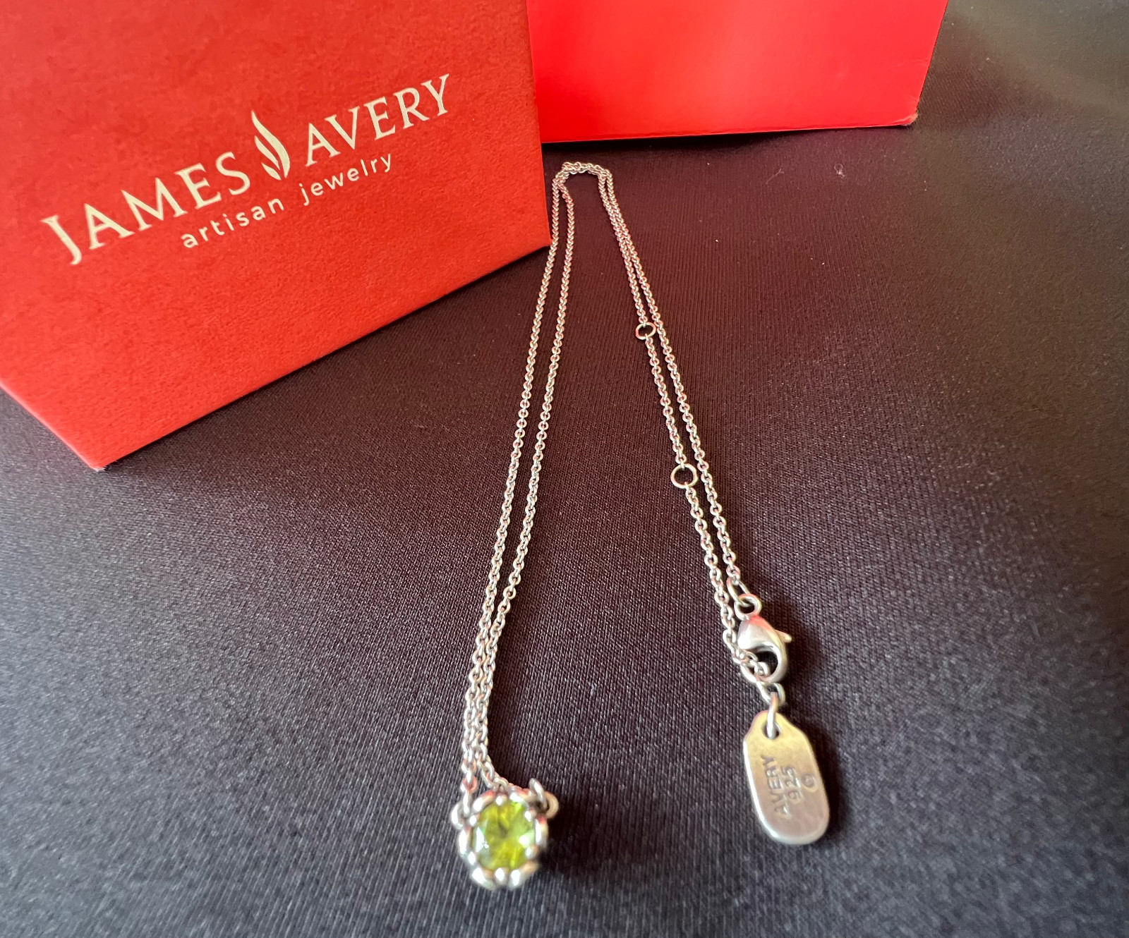 James Avery Sterling Silver August Cherished Birthstone Peridot Necklace 925