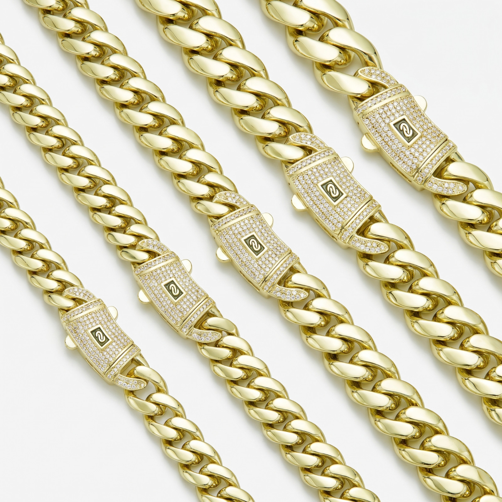 14K gold plated stainless steel cuban link necklace andbracelet for men or women