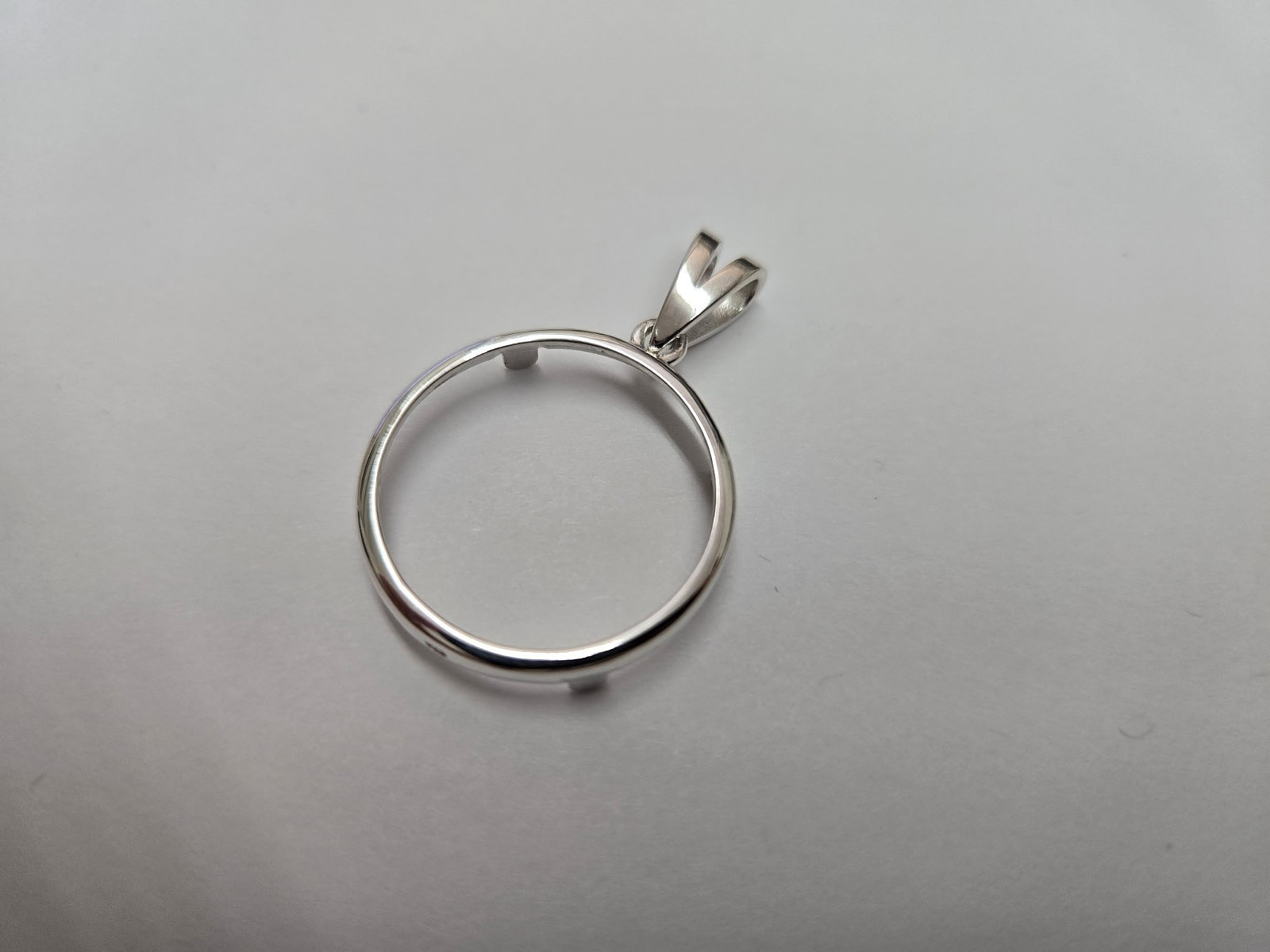 925 Sterling Silver Square Edge Nickel Coin Bezel Pendant 21mm Prong Back