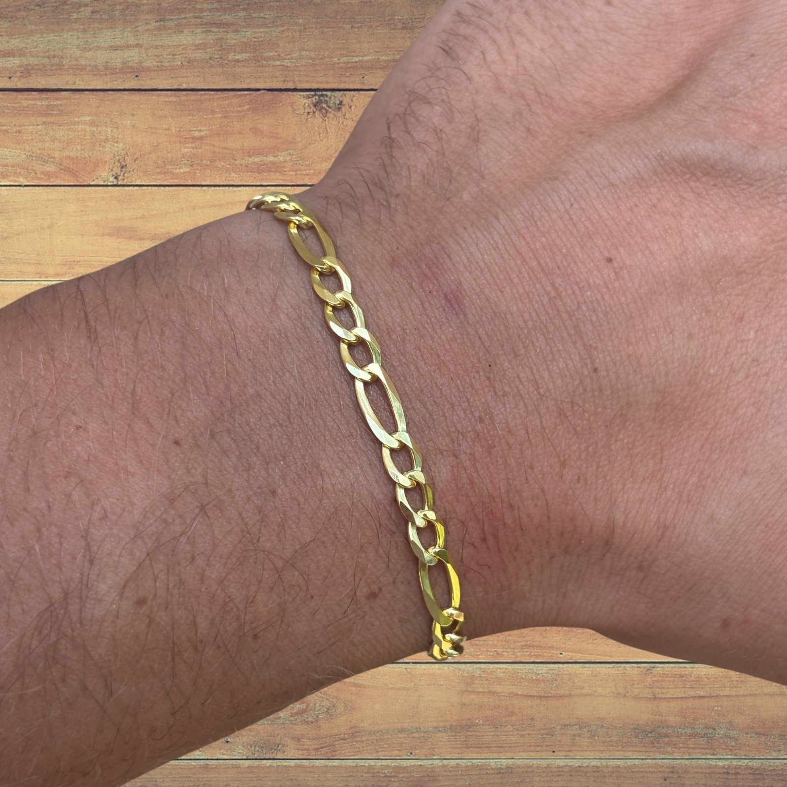 5mm Figaro Bracelet Link – Real Solid 925 Sterling Silver Or 14k Gold Vermeil