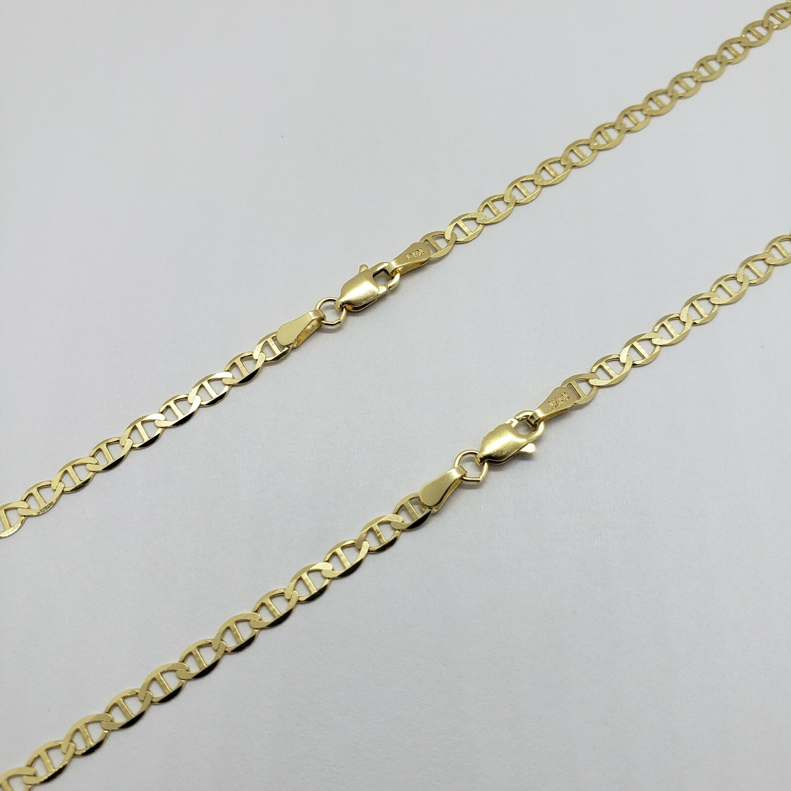 10K Solid Yellow Gold Mariner Anchor Link Chain Necklace 3mm Men Women 16″~30″