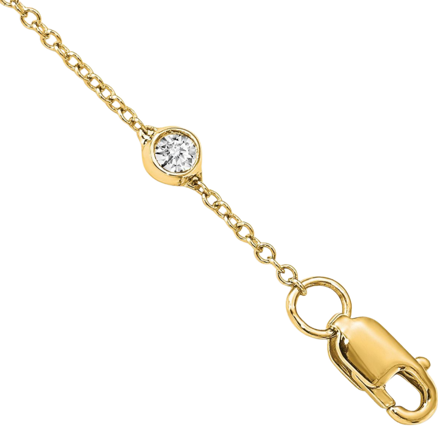14K Solid Yellow Gold 1.04 ct Lab Created Diamond 1.2mm Dainty Station Rolo