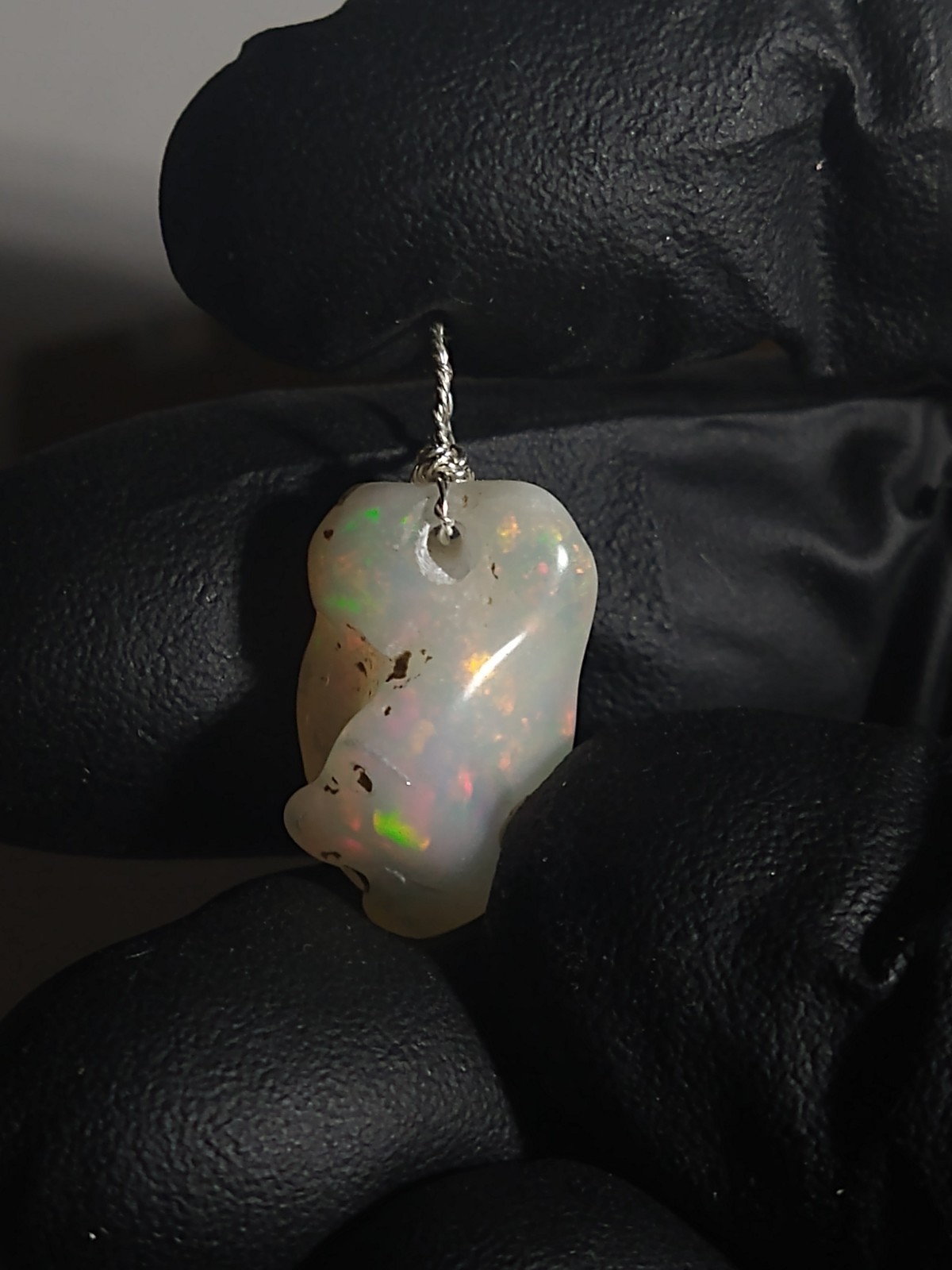 Bigger Opal Pendant Tumble Freeform Sterling Silver