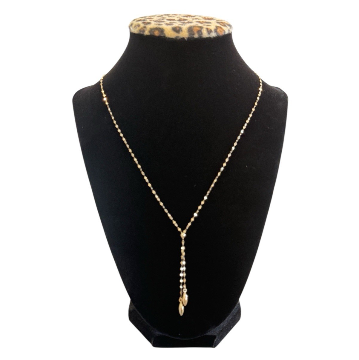 Solid 14K Yellow Gold Y Lariat Necklace • Dainty Drop Chain.18