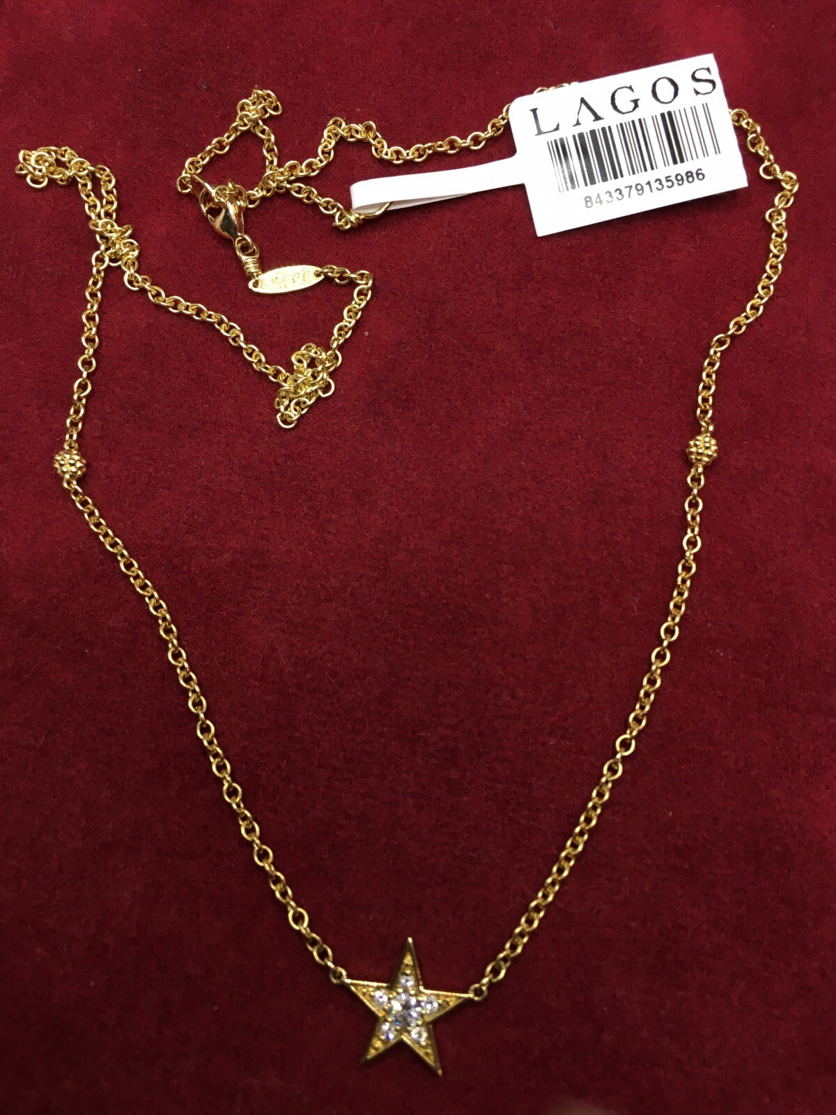 LAGOS Signature Caviar 18K Gold and Diamond Star Chain Necklace
