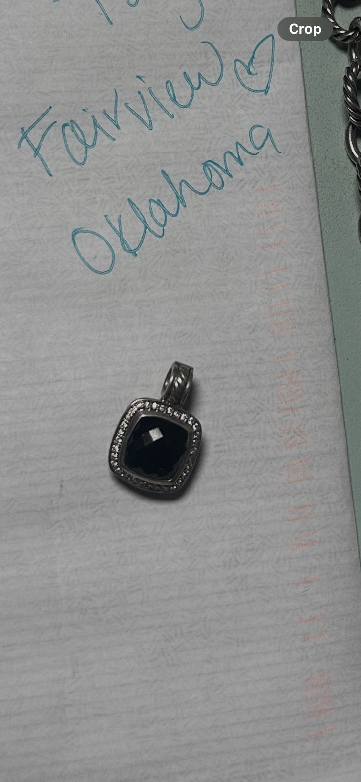 David Yurman Sterling Silver 14mm Onyx Diamond Albion Pendant .20tcw [104GRA]