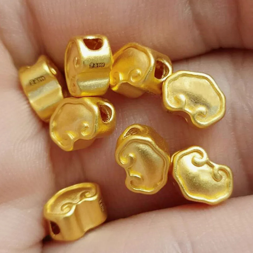 1pcs Real Pure 999 24K Yellow Gold Women 3D Lucky Ruyi Bead Pendant 0.09-0.12g