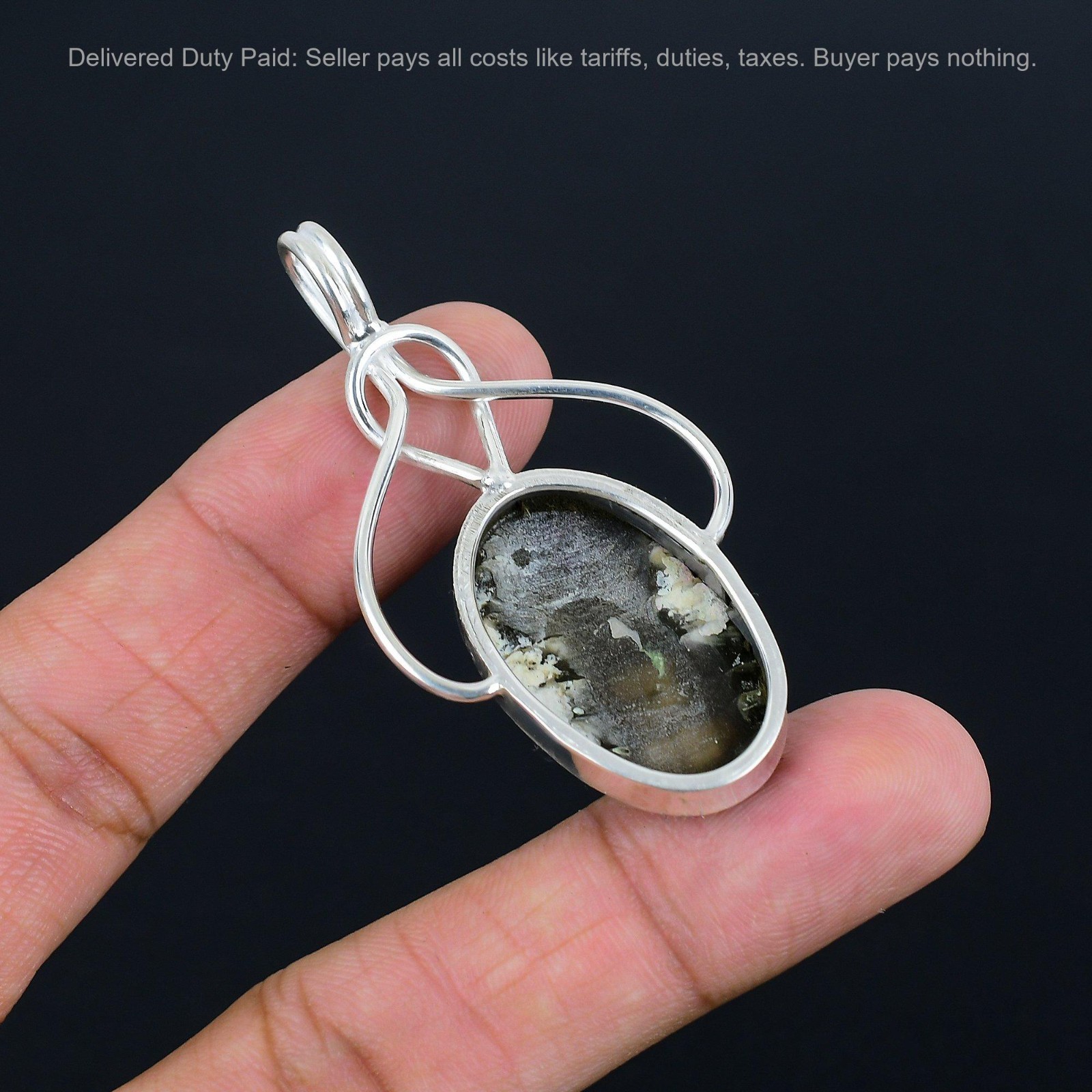 Sterling Silver June Birth Oval Mother Of Pearl Gemstone Ethnic Wife New Pendant