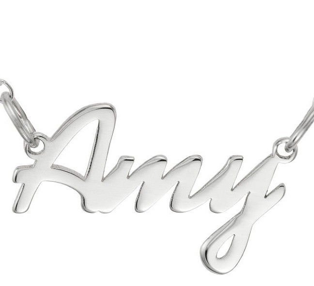 Amy Name Plate Necklace Pendent Sterling Silver female Personalized Custom