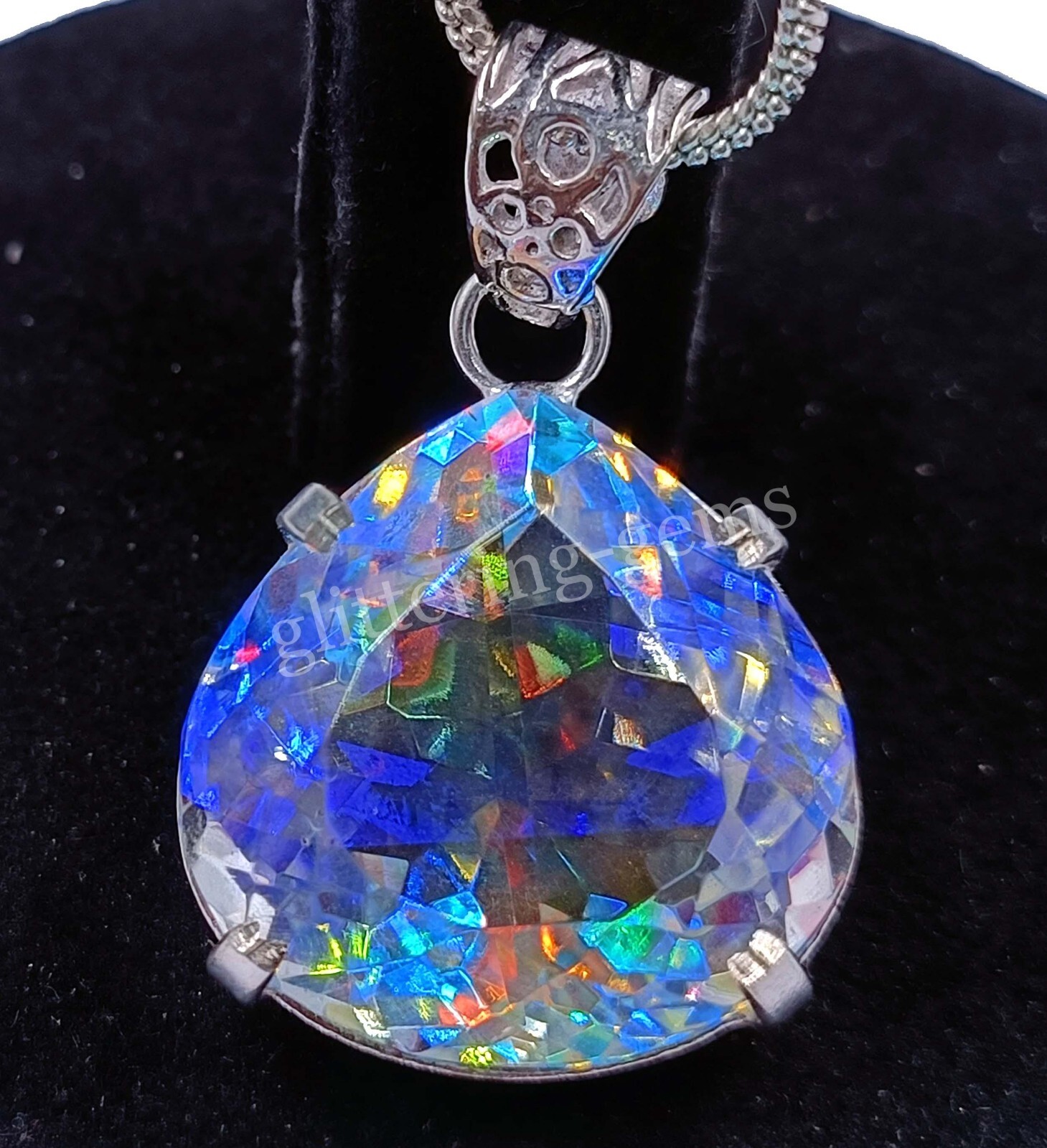Pear Cut Mystic Topaz 925 Silver Pendant 62.00 Ct Natural IGL Loose Gems 25F