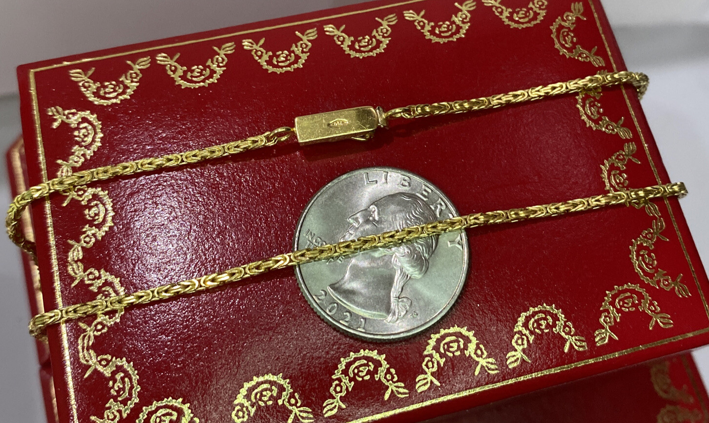 18k Yellow Gold Byzantine Braided Collar Chain 750 Kids Childrens Necklace 15.5”