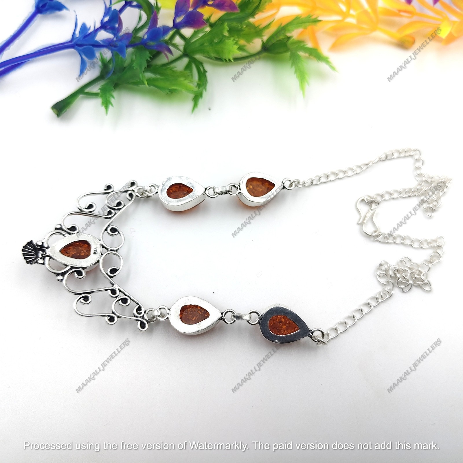 Baltic Amber Gemstone Handmade 925 Sterling Silver Jewelry Necklace Sz-17-18″