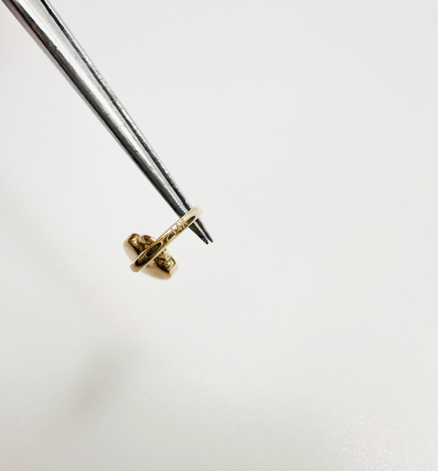 14K Solid Yellow Gold Teeny Tiny -Very Small Beveled Heart Charm Pendant 8x3mm