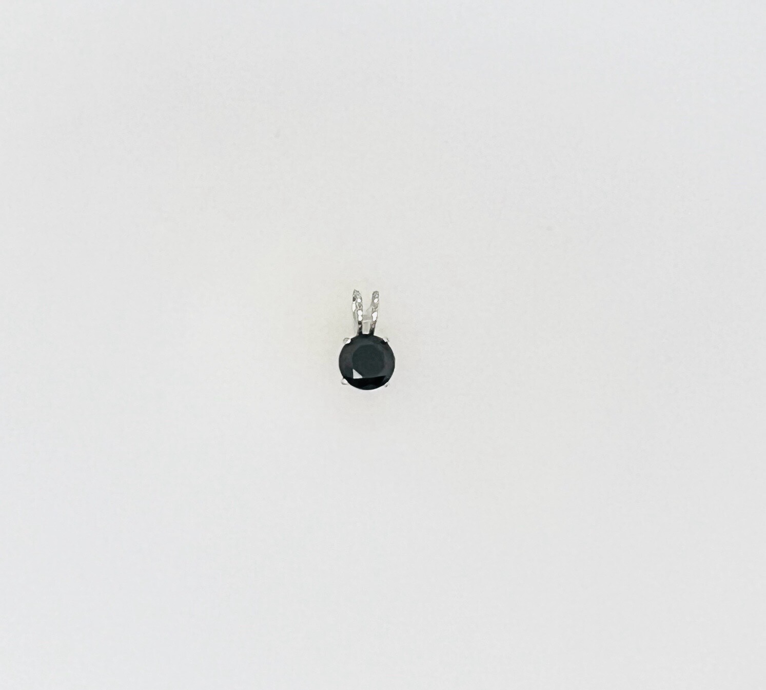 1.00ctw Round Jet Black Natural Diamond Pendant 14K Solid White Gold