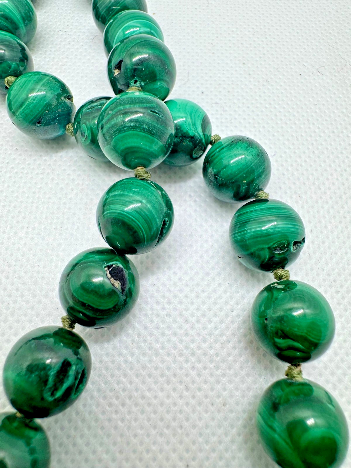 925 Sterling Silver 10mm Malachite Bead 18″-21″ Necklace Shepherd’s Hook