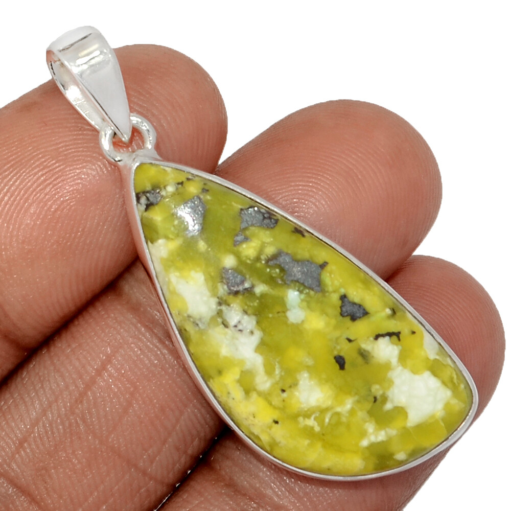 Natural Lizardite Serpentine 925 Sterling Silver Pendant Jewelry CP65795
