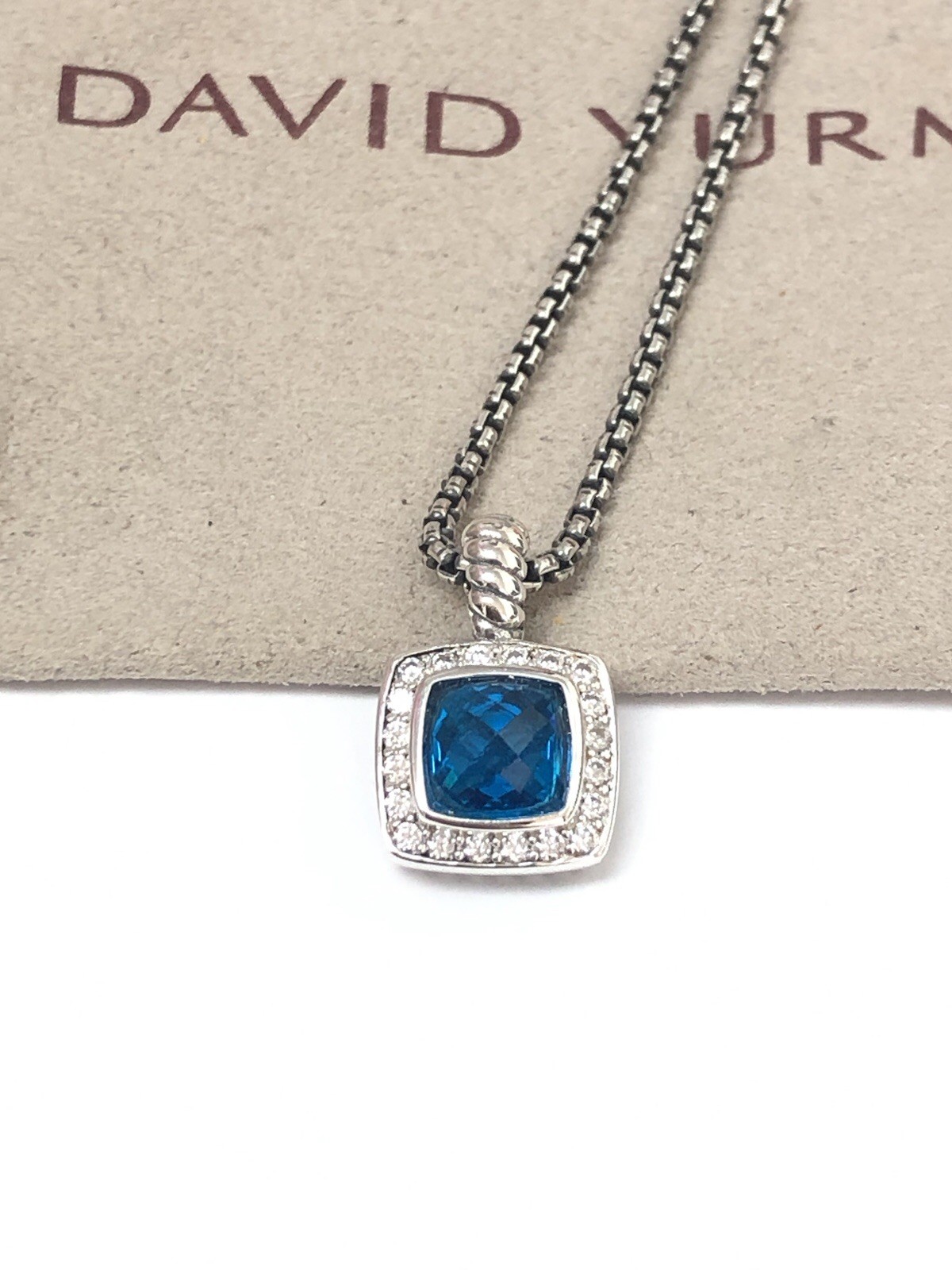 DAVID YURMAN Albion Sterling Silver With Blue Topaz & Diamond 7mm Necklace
