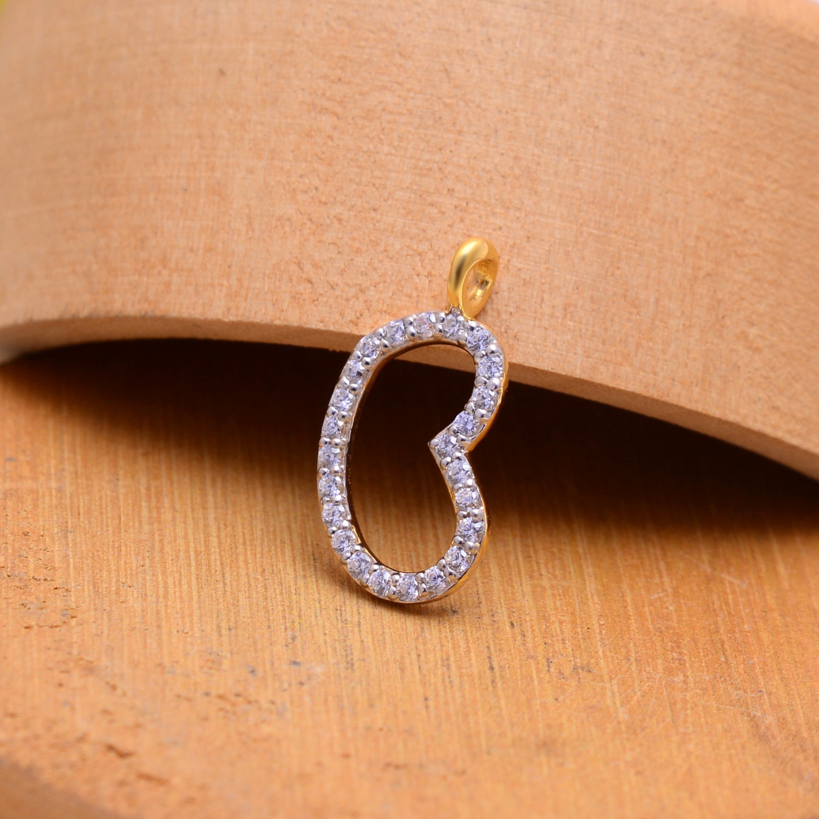 Initial B Pendant Necklace, Diamond Letter Charm, Gold Plated Alphabet Pendant
