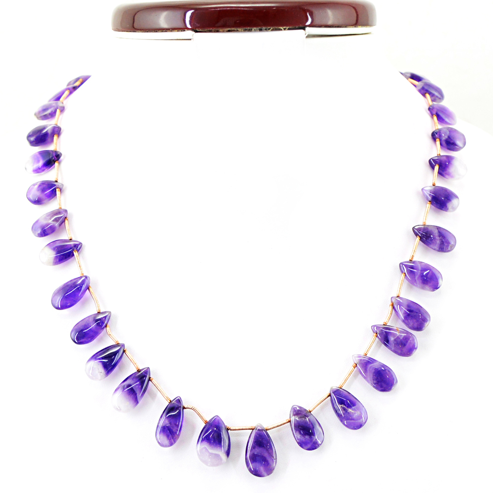 NEW TREND 166.00 CTS NATURAL RICH BI COLOR AMETHYST UNTREATED BEADS NECKLACE