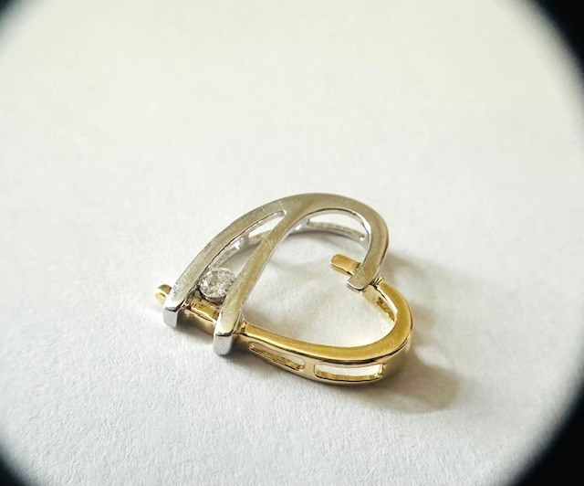 Estate 14K Multi-Tone Gold Diamond “Heart” Pendant