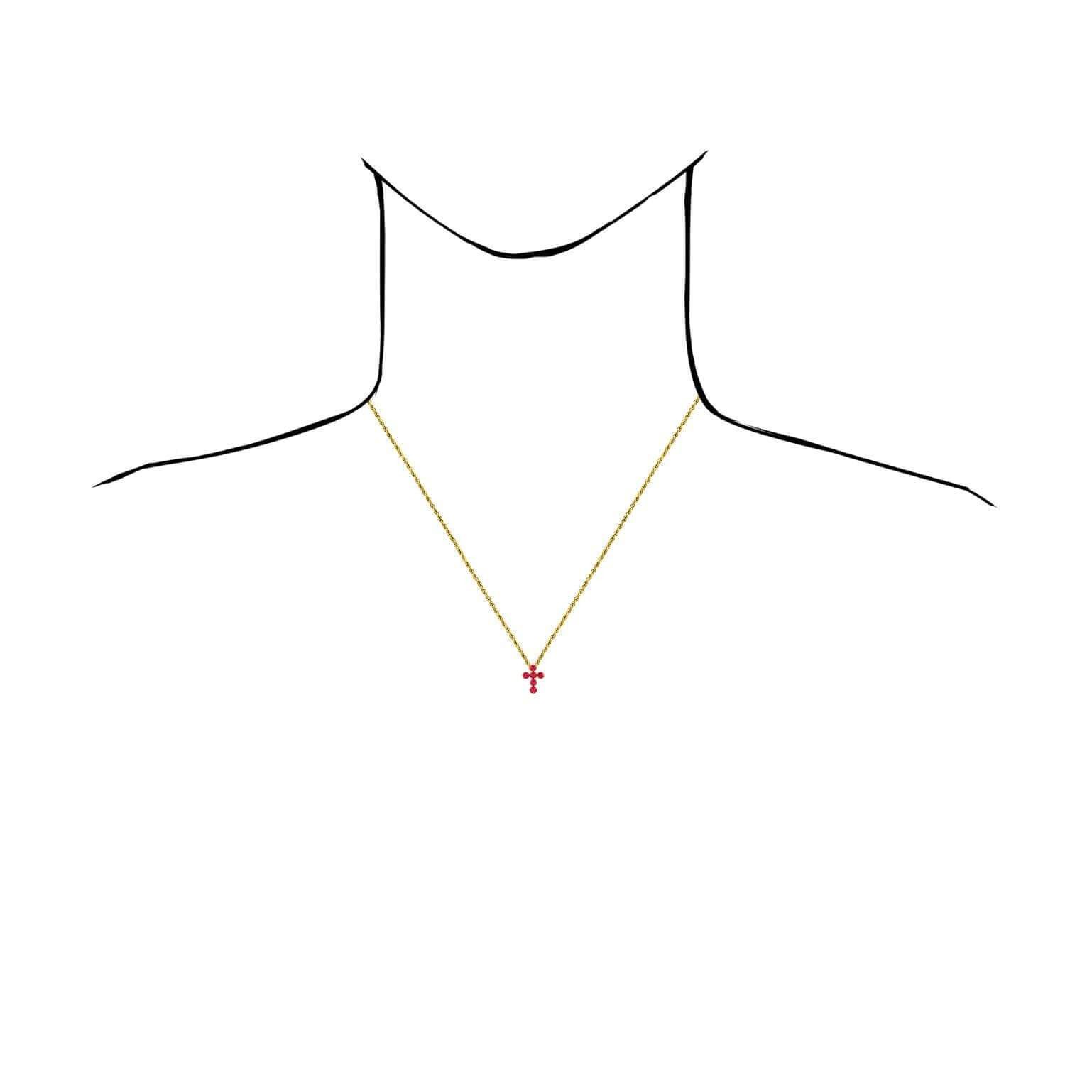 Real 14K Gold 0.90CTW Real Ruby Cross Pendant 0.55″